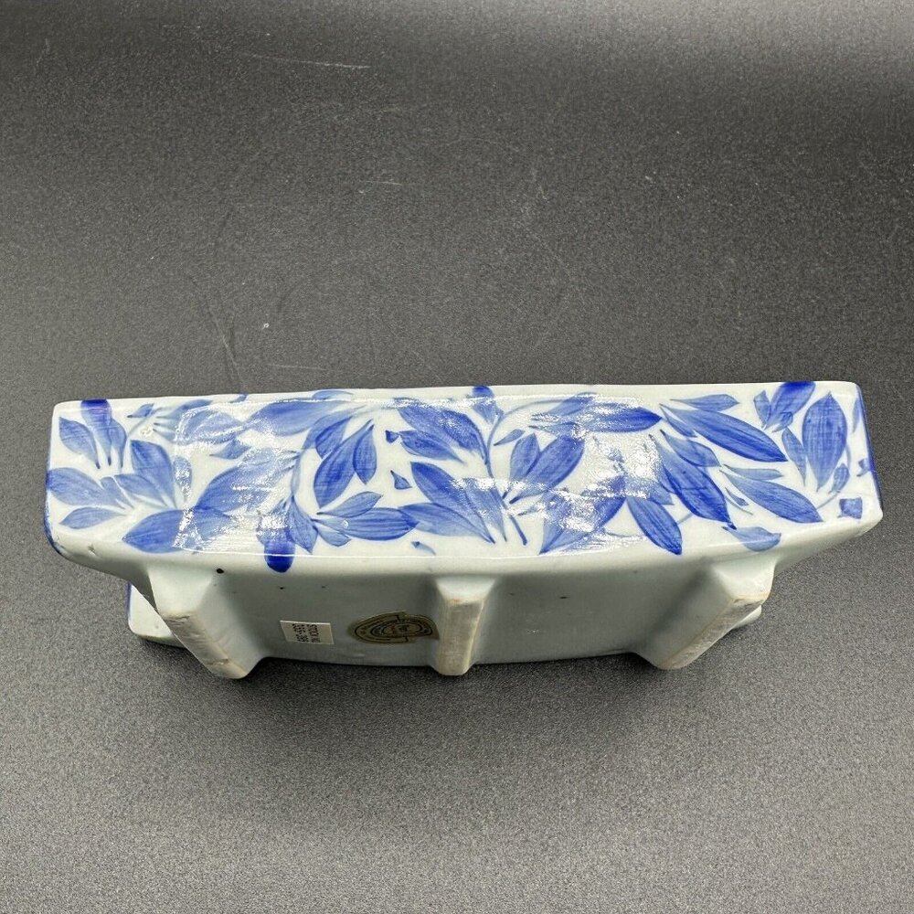 Vintage Blue White Floral Ceramic Ashtray Chinoiserie Pier 1 Thailand 6" - Picture 5 of 7